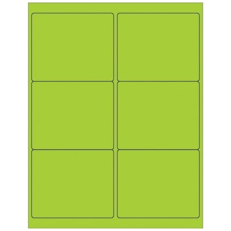Bsc Preferred 4 x 3 1/3'' Fluorescent Green Rectangle Laser Labels, 600PK BUY00025314